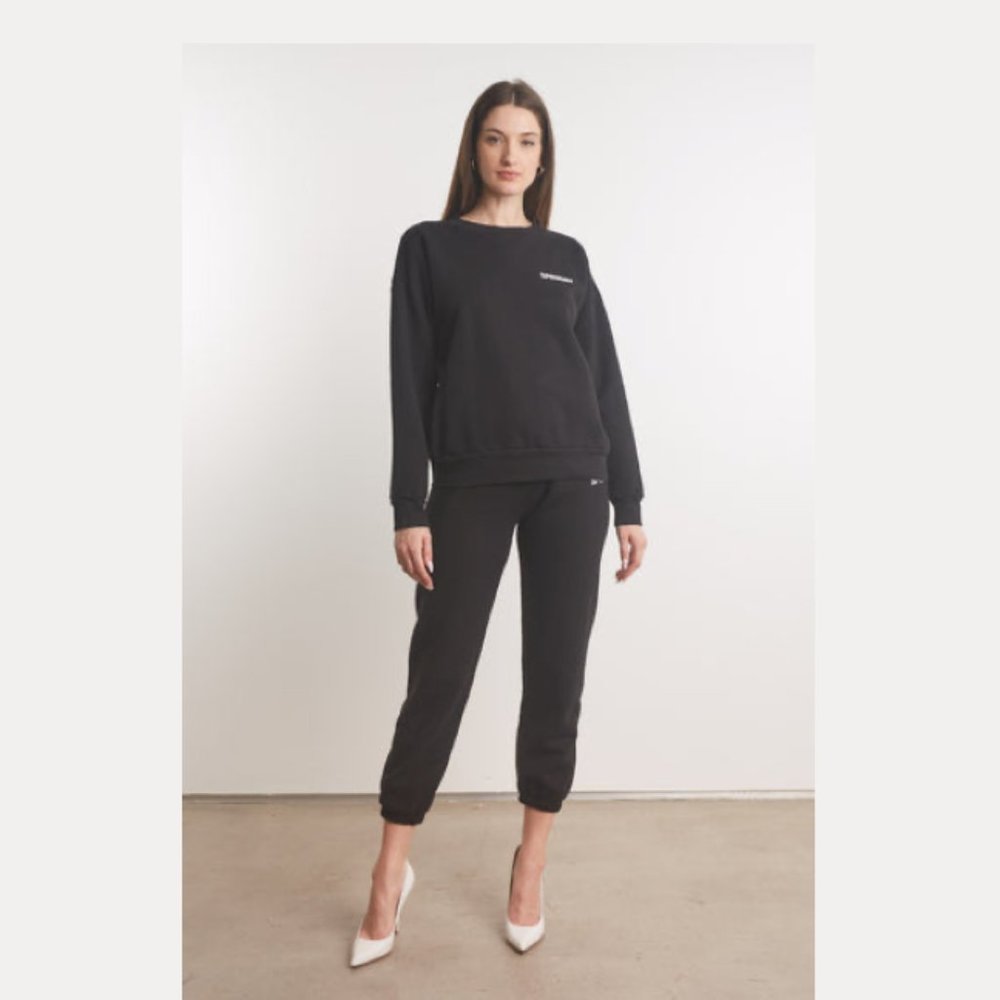 SPRWMN Black Cotton Logo Sweatpants